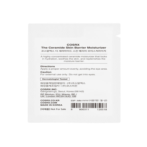($30+ Free Gift) COSRX The Ceramide Skin Barrier Moisturizer 1.5ml