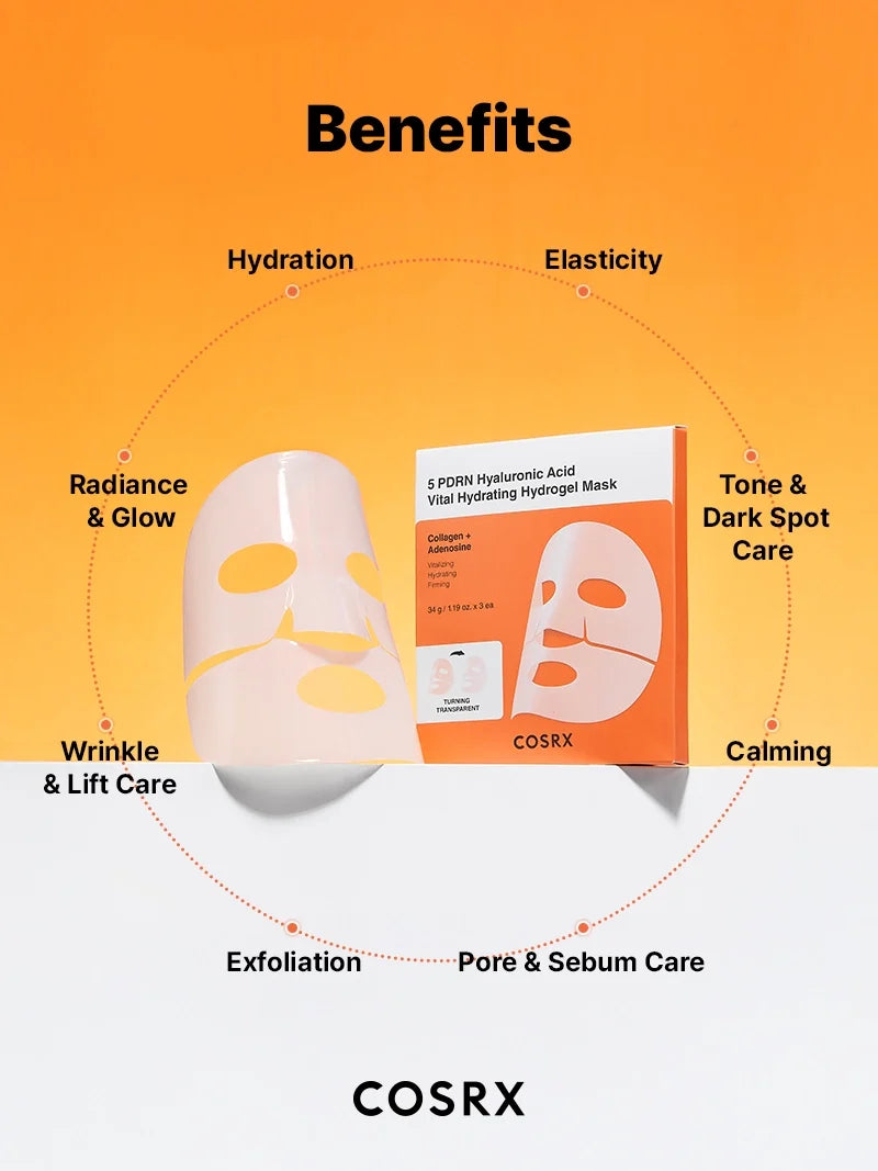 ($80+ Free Gift) COSRX 5 PDRN Hyaluronic Acid Vital Hydrating Hydrogel Mask