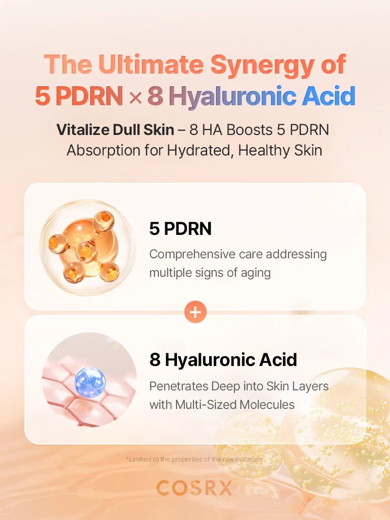 ($80+ Free Gift) COSRX 5 PDRN Hyaluronic Acid Vital Hydrating Hydrogel Mask