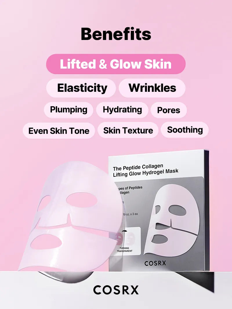 (￡40+ Free Gift) COSRX The Peptide Collagen Lifting Glow Hydrogel Mask_3ea