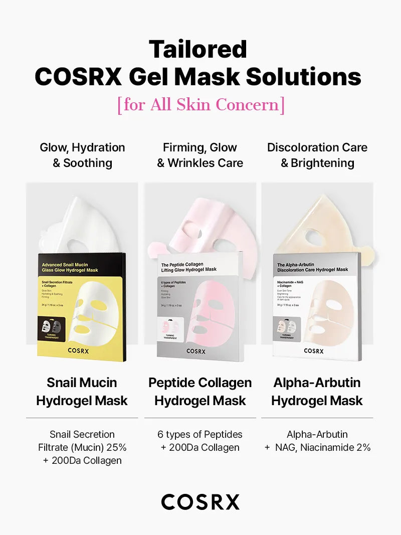 (￡40+ Free Gift) COSRX The Peptide Collagen Lifting Glow Hydrogel Mask_3ea